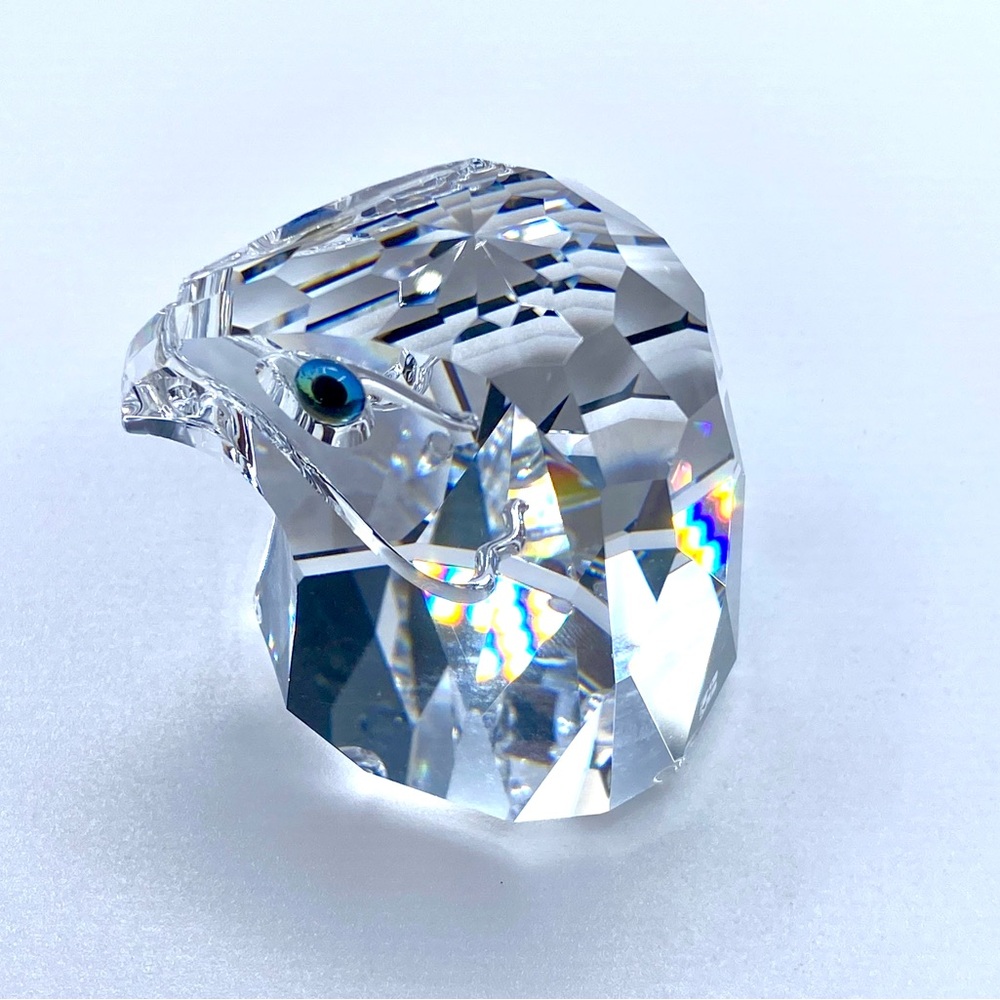 Swarovski Retired Silver Crystal Falcon Head W/ Dichroic Eyes 7645